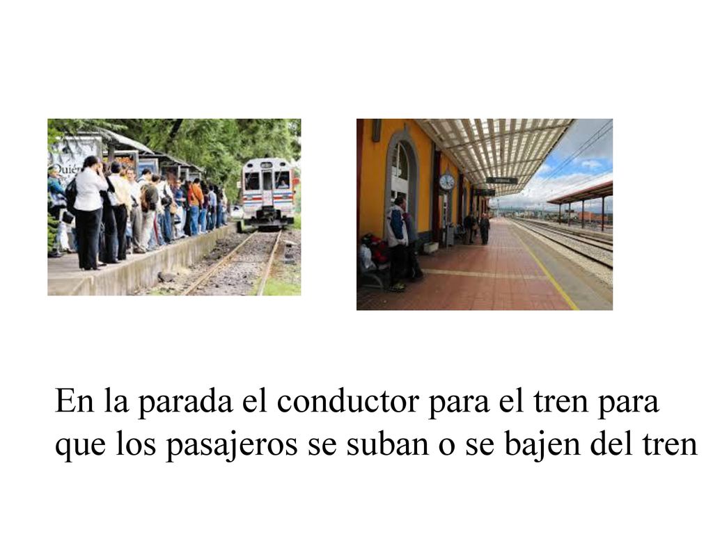 En la parada el conductor para el tren para