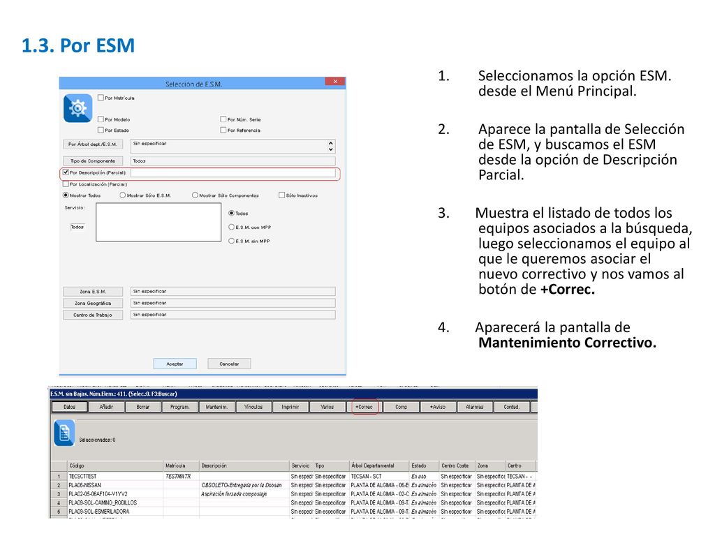 1.3. Por ESM Seleccionamos la opción ESM. desde el Menú Principal.