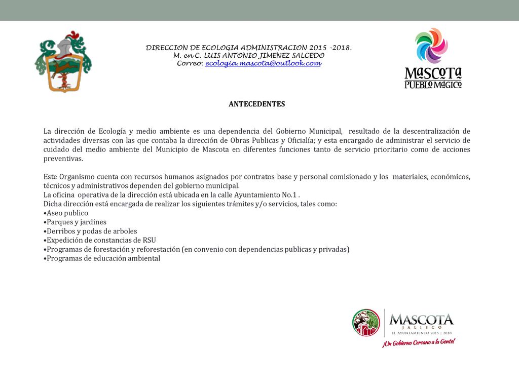 Derribos y podas de arboles Expedición de constancias de RSU