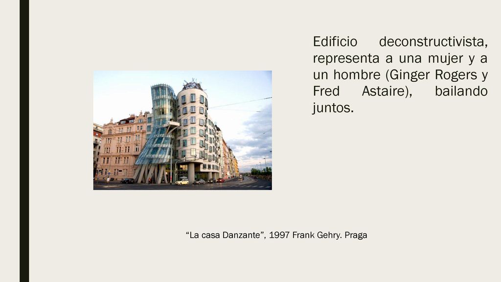 Edificio deconstructivista, representa a una mujer y a un hombre (Ginger Rogers y Fred Astaire), bailando juntos.