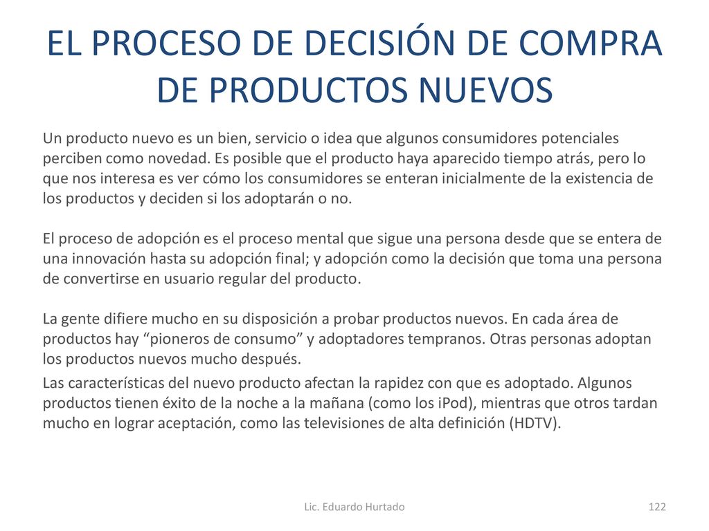 EL PROCESO DE DECISIÓN DE COMPRA DE PRODUCTOS NUEVOS
