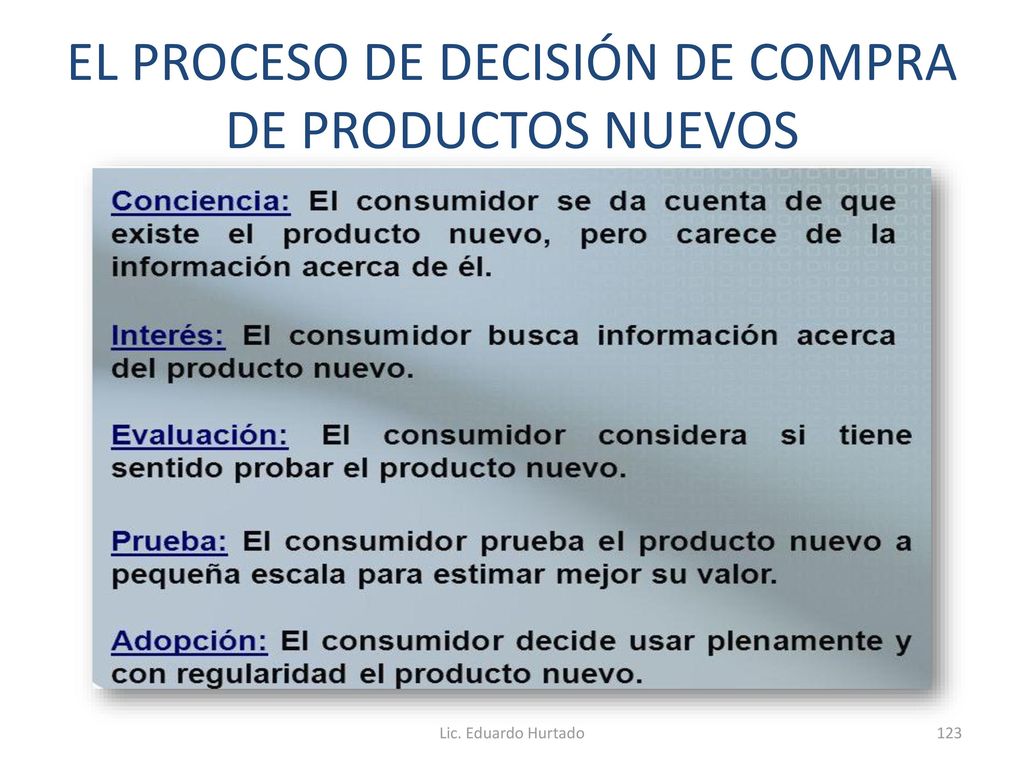 EL PROCESO DE DECISIÓN DE COMPRA DE PRODUCTOS NUEVOS
