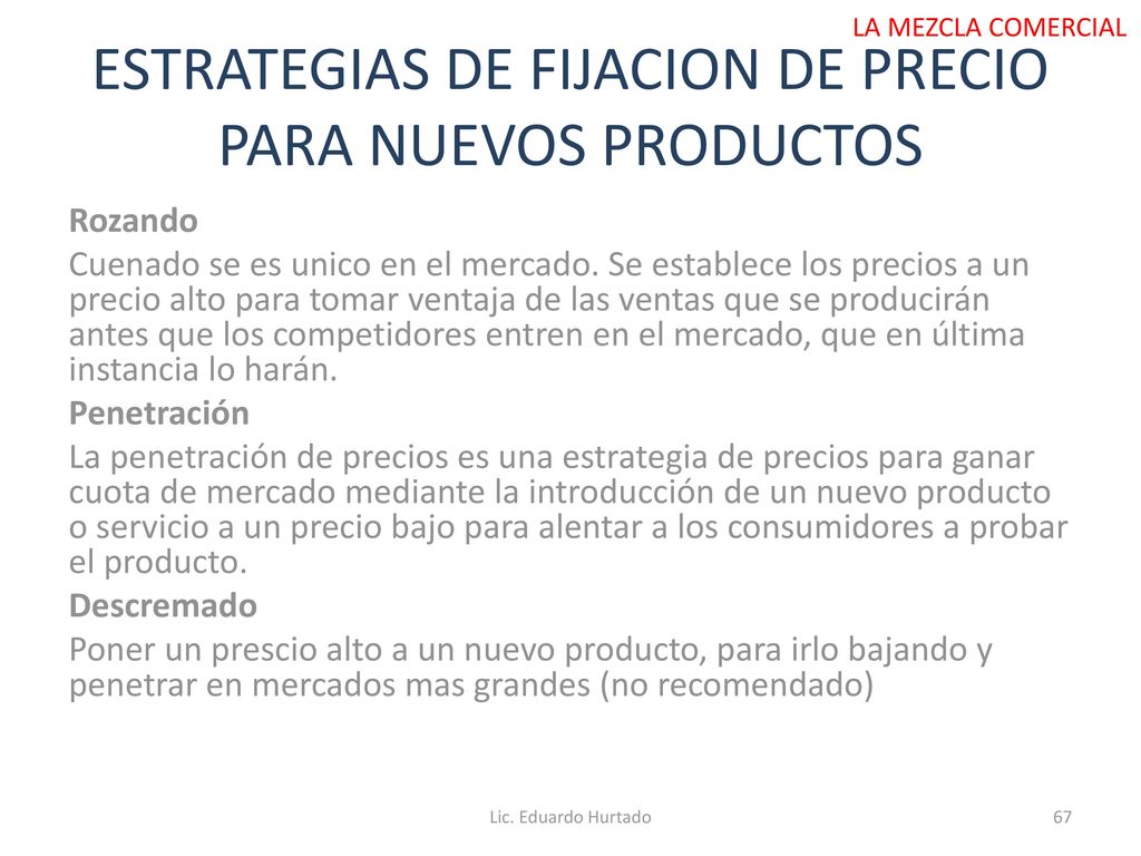 ESTRATEGIAS DE FIJACION DE PRECIO PARA NUEVOS PRODUCTOS