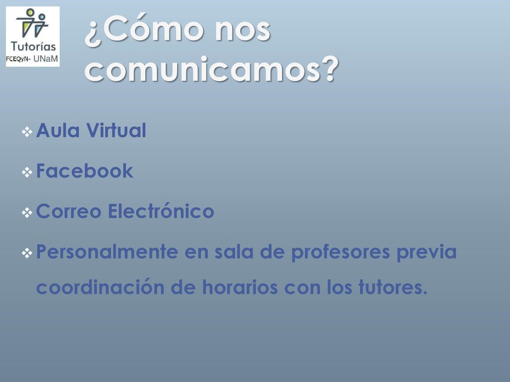 ¿Cómo nos comunicamos Aula Virtual Facebook Correo Electrónico