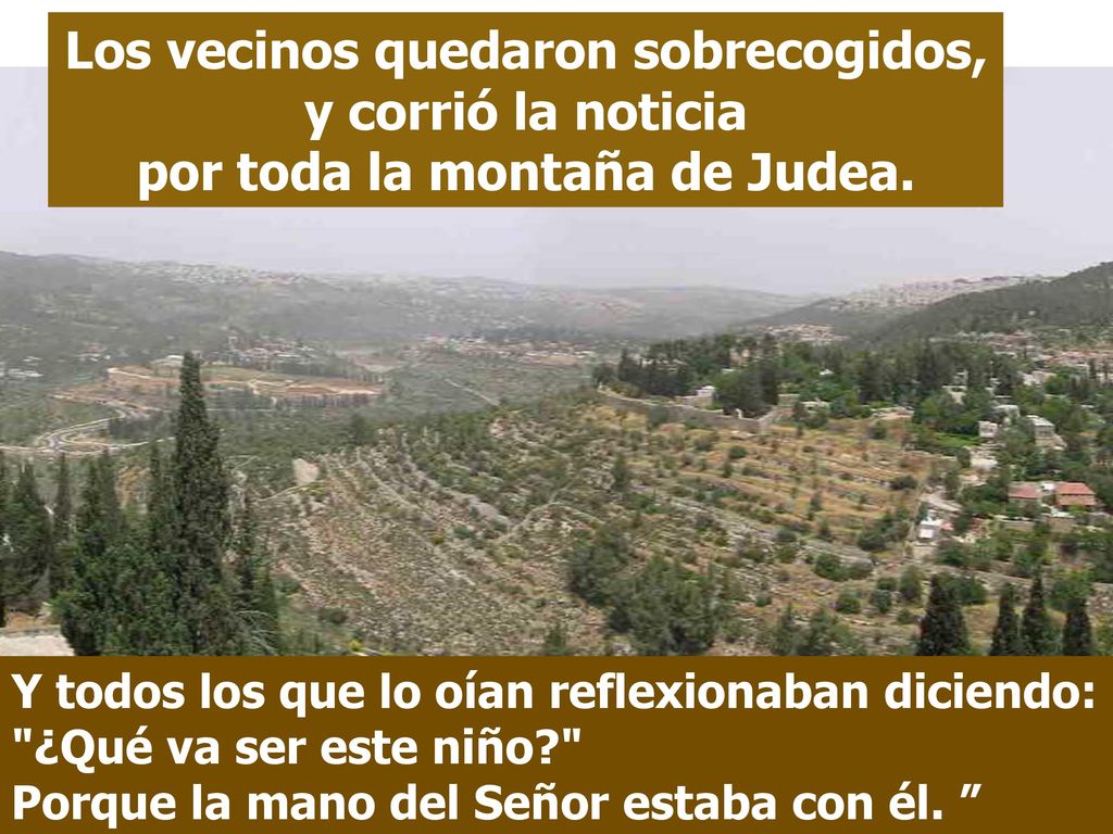 Los vecinos quedaron sobrecogidos, y corrió la noticia por toda la montaña de Judea.