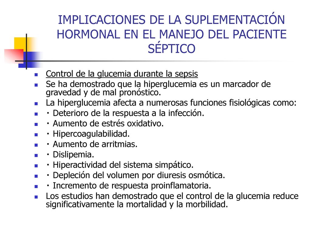 IMPLICACIONES DE LA SUPLEMENTACIÓN HORMONAL EN EL MANEJO DEL PACIENTE SÉPTICO