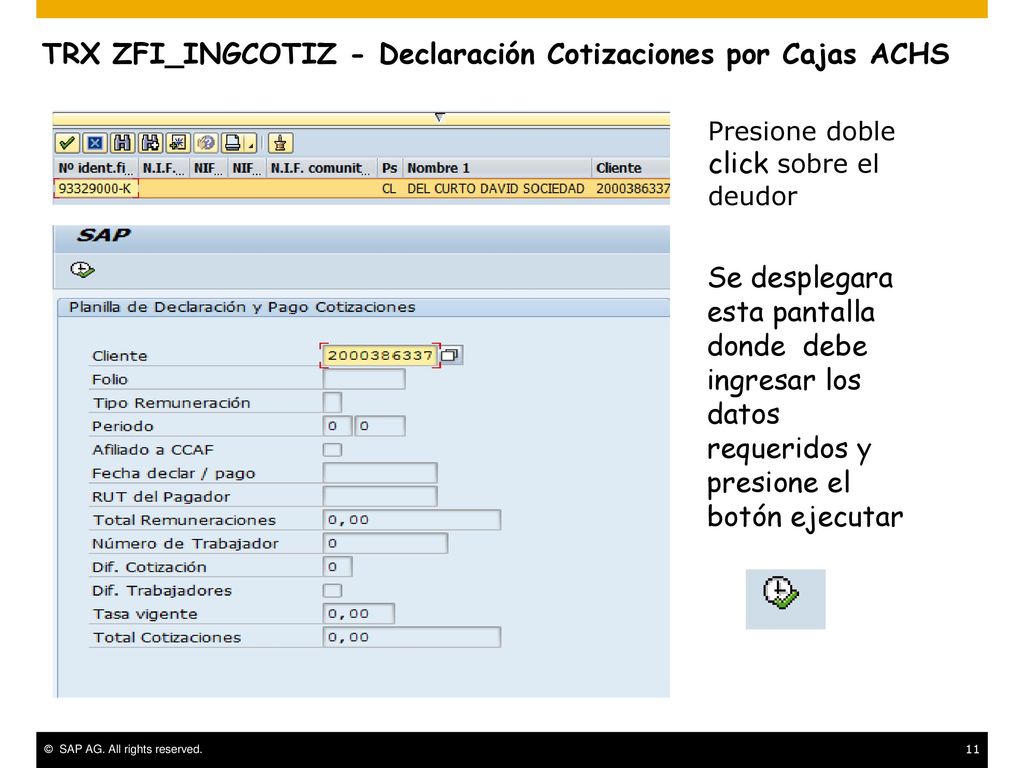 TRX ZFI_INGCOTIZ - Declaración Cotizaciones por Cajas ACHS