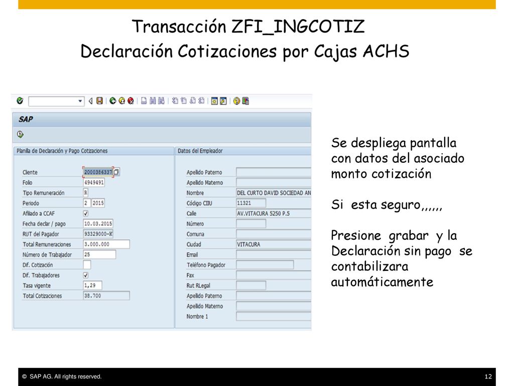 Se despliega pantalla con datos del asociado monto cotización