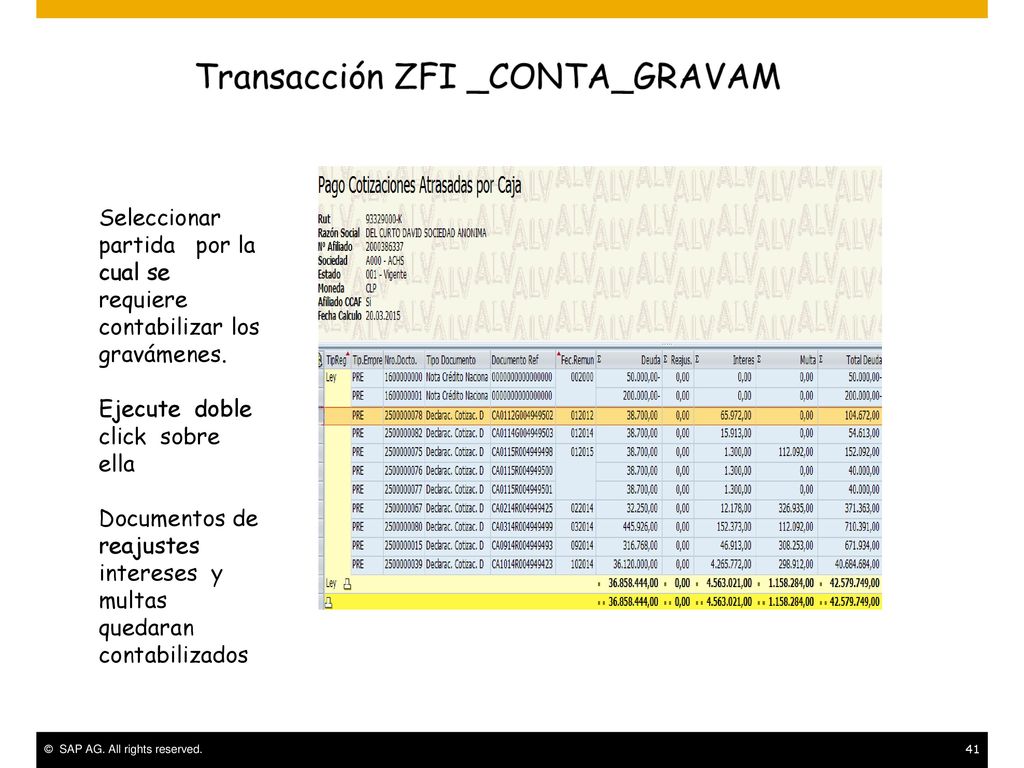 Seleccionar partida por la cual se requiere contabilizar los gravámenes.
