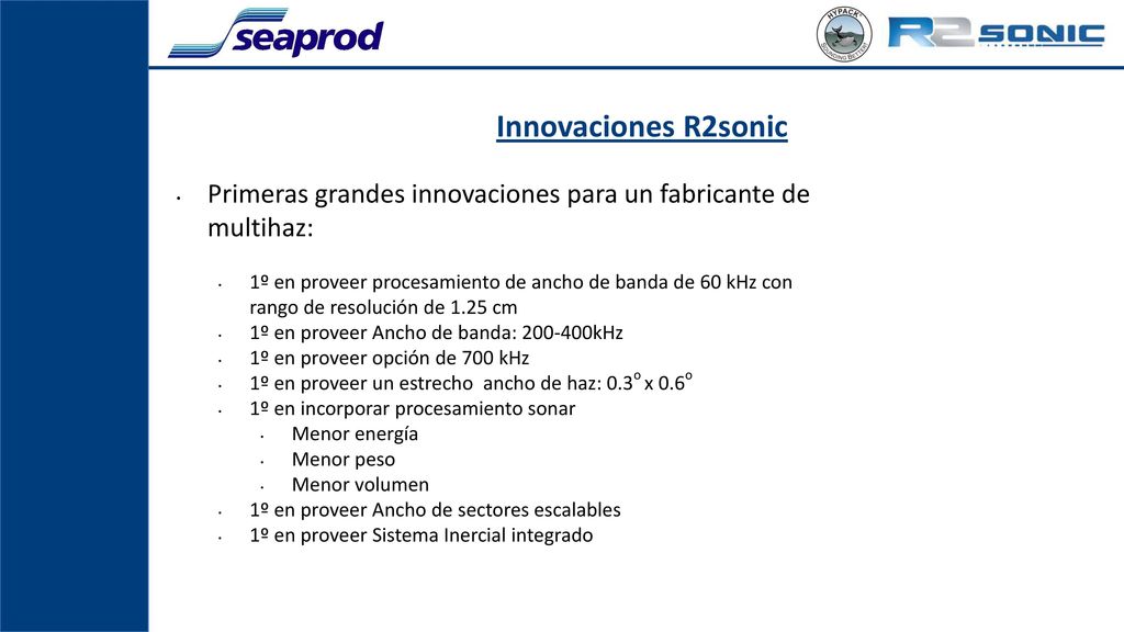 Innovaciones R2sonic Primeras grandes innovaciones para un fabricante de multihaz: