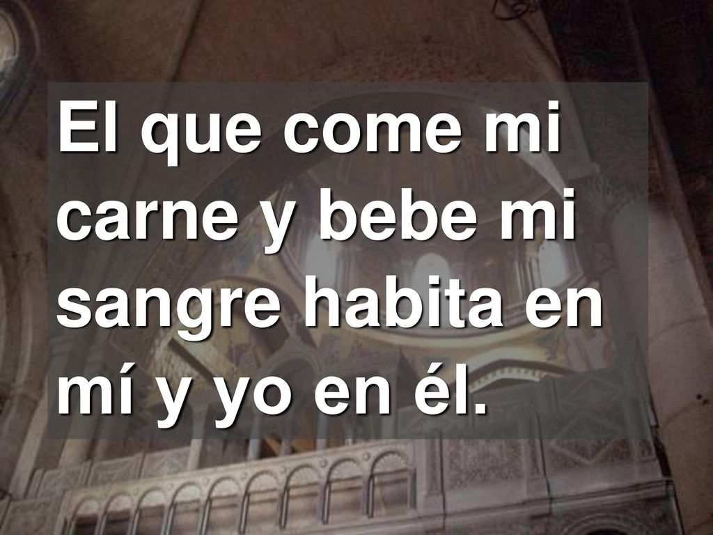 El que come mi carne y bebe mi sangre habita en mí y yo en él.