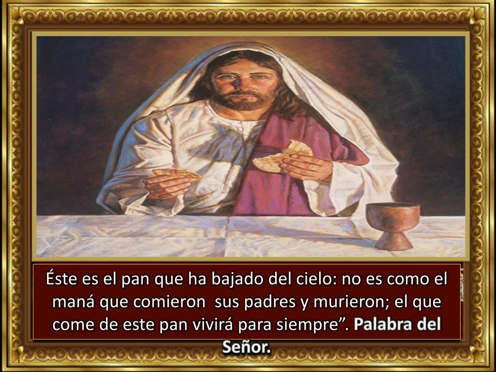 Éste es el pan que ha bajado del cielo: no es como el maná que comieron sus padres y murieron; el que come de este pan vivirá para siempre .
