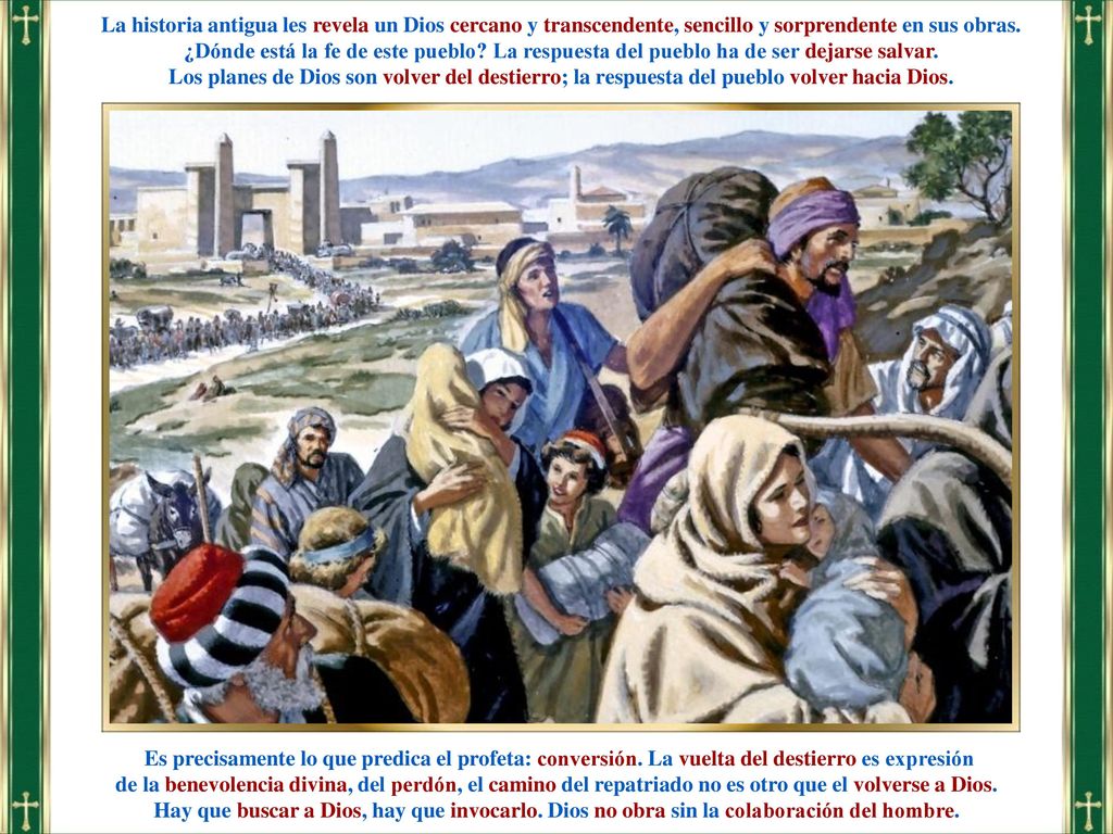 La historia antigua les revela un Dios cercano y transcendente, sencillo y sorprendente en sus obras. ¿Dónde está la fe de este pueblo La respuesta del pueblo ha de ser dejarse salvar.