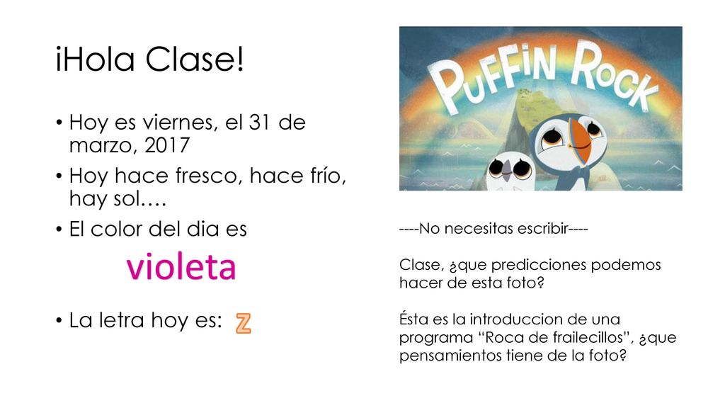 violeta z іHola Clase! Hoy es viernes, el 31 de marzo, 2017