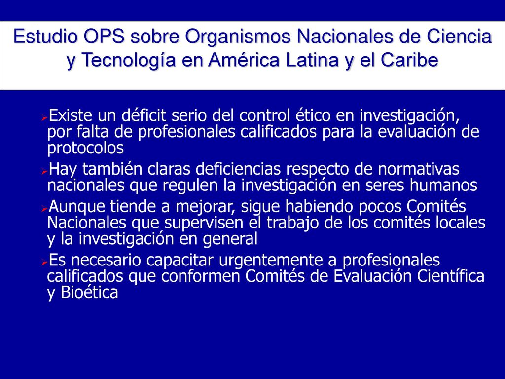 Estudio OPS sobre Organismos Nacionales de Ciencia y Tecnología en América Latina y el Caribe