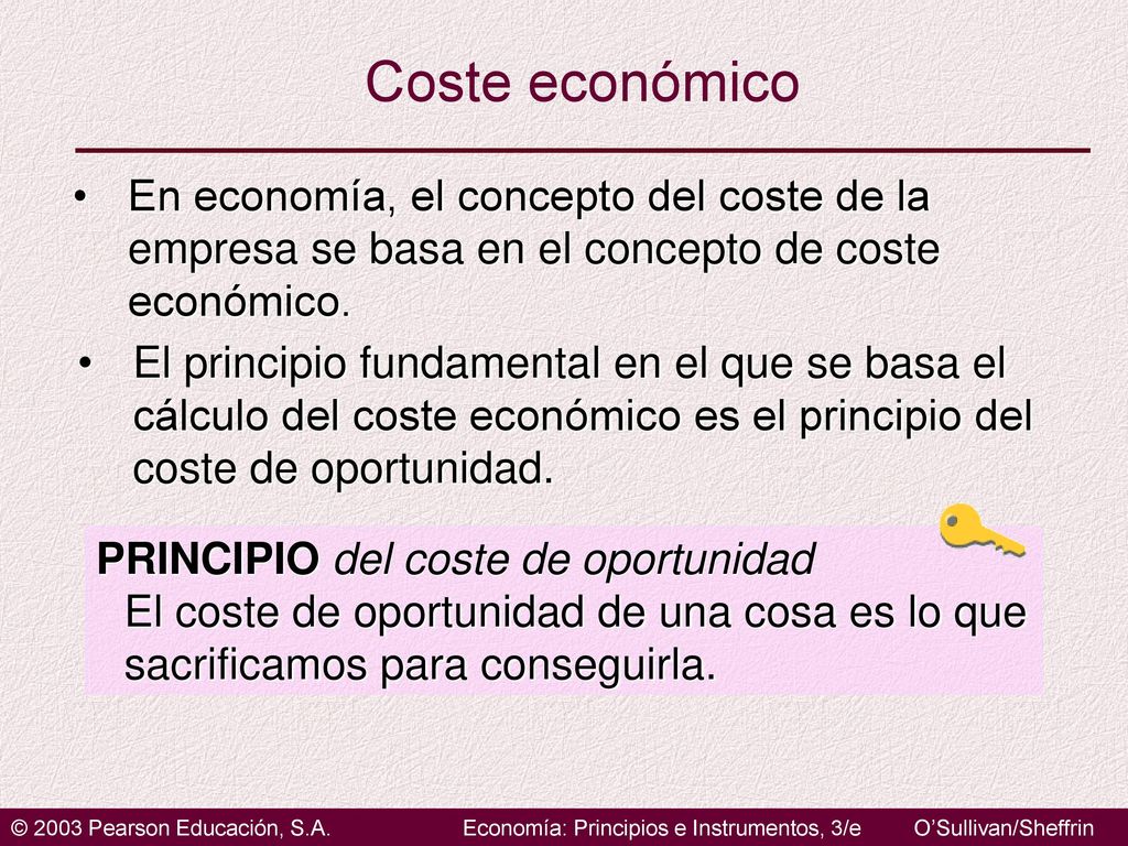 Coste económico En economía, el concepto del coste de la empresa se basa en el concepto de coste económico.