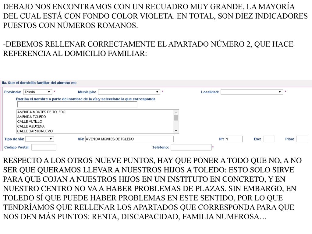 DEBAJO NOS ENCONTRAMOS CON UN RECUADRO MUY GRANDE, LA MAYORÍA DEL CUAL ESTÁ CON FONDO COLOR VIOLETA. EN TOTAL, SON DIEZ INDICADORES PUESTOS CON NÚMEROS ROMANOS.