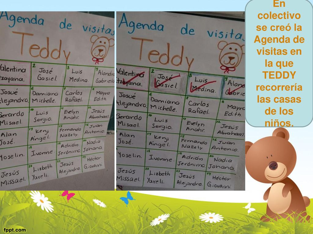 En colectivo se creó la Agenda de visitas en la que TEDDY recorrería las casas de los niños.