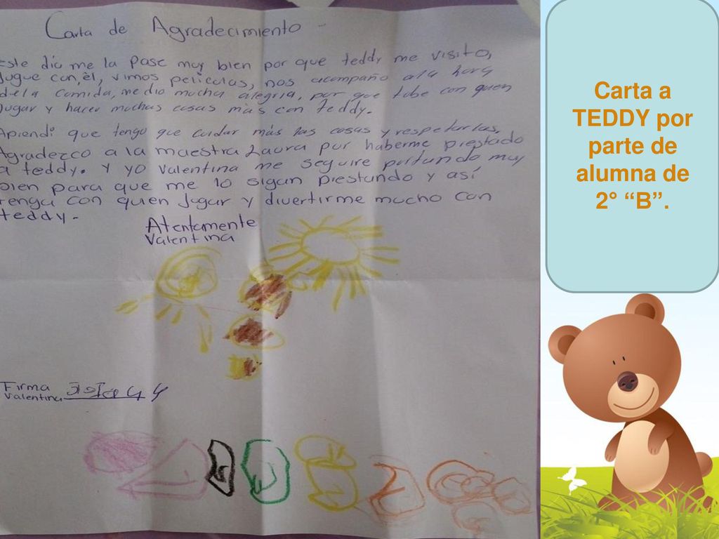 Carta a TEDDY por parte de alumna de 2° B .