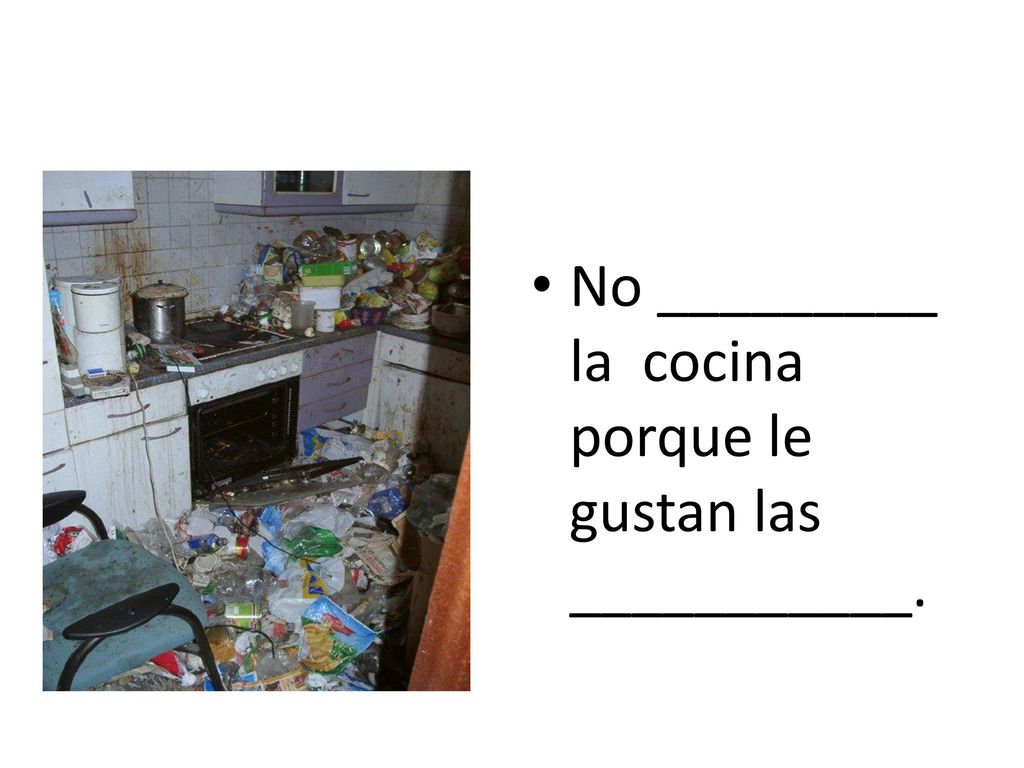 No _________ la cocina porque le gustan las ___________.