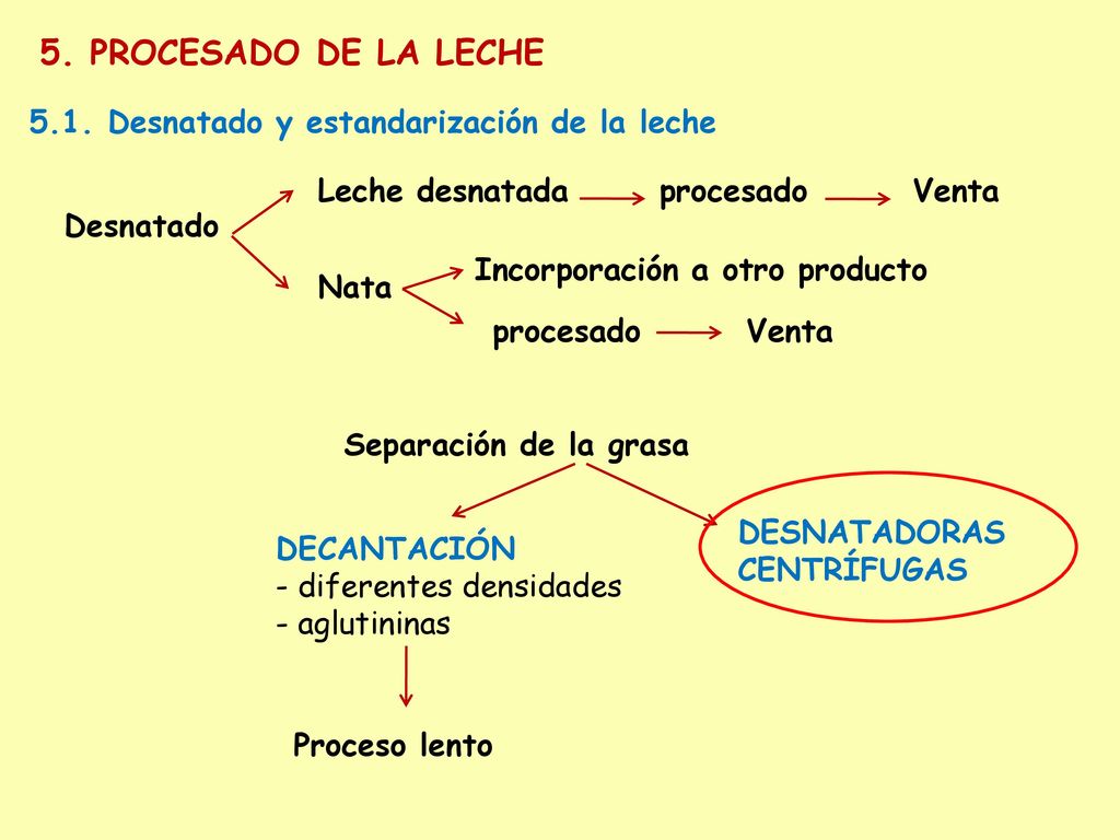 5. PROCESADO DE LA LECHE 5.1. Desnatado y estandarización de la leche
