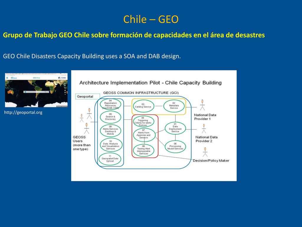 Chile – GEO Grupo de Trabajo GEO Chile sobre formación de capacidades en el área de desastres.
