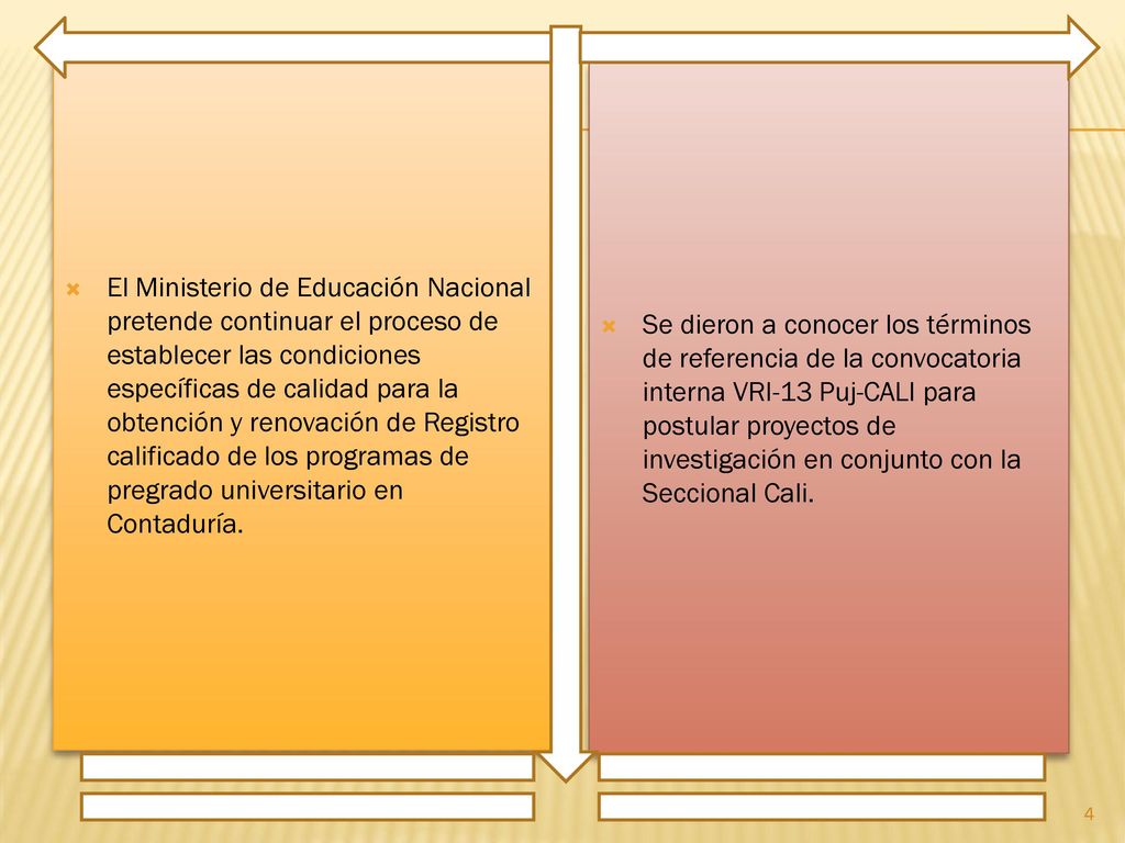 El Ministerio de Educación Nacional pretende continuar el proceso de establecer las condiciones específicas de calidad para la obtención y renovación de Registro calificado de los programas de pregrado universitario en Contaduría.