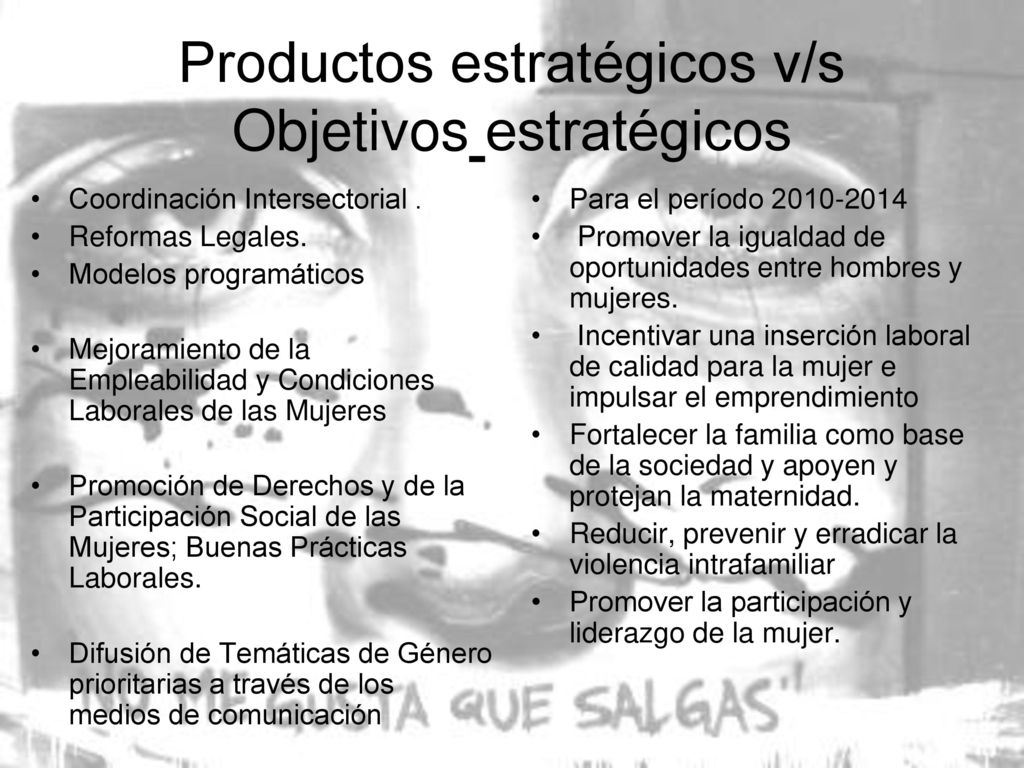 Productos estratégicos v/s Objetivos estratégicos