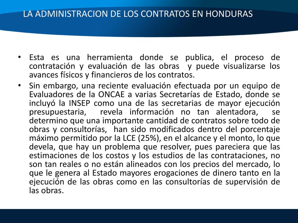 LA EN HONDURAS LA ADMINISTRACION DE LOS CONTRATOS EN HONDURAS
