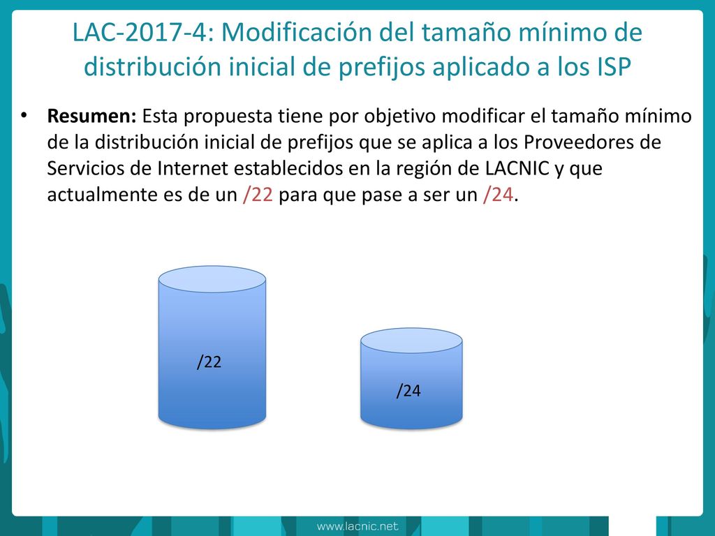 LAC : Modificación del tamaño mínimo de distribución inicial de prefijos aplicado a los ISP