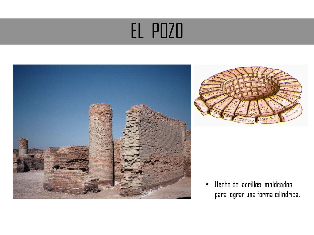 EL POZO Hecho de ladrillos moldeados para lograr una forma cilíndrica.