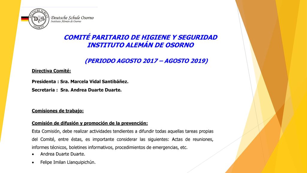 COMITÉ PARITARIO DE HIGIENE Y SEGURIDAD INSTITUTO ALEMÁN DE OSORNO