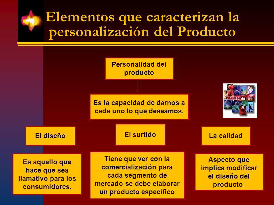 Elementos que caracterizan la personalización del Producto