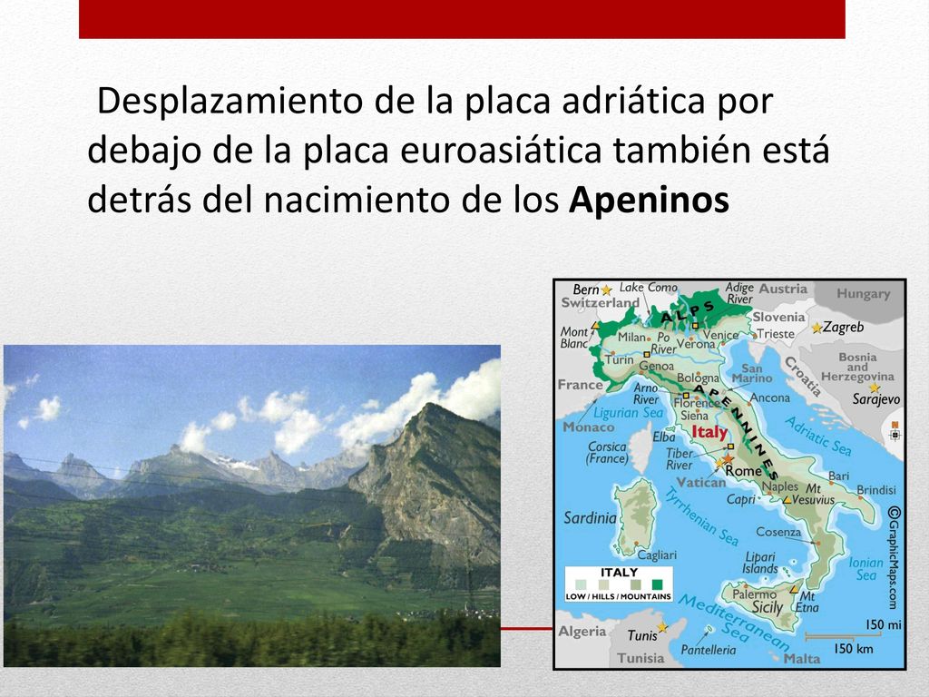 Desplazamiento de la placa adriática por debajo de la placa euroasiática también está detrás del nacimiento de los Apeninos