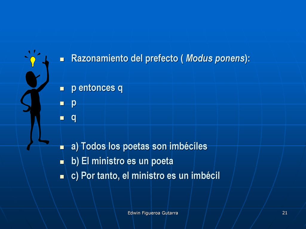 Razonamiento del prefecto ( Modus ponens): p entonces q p q