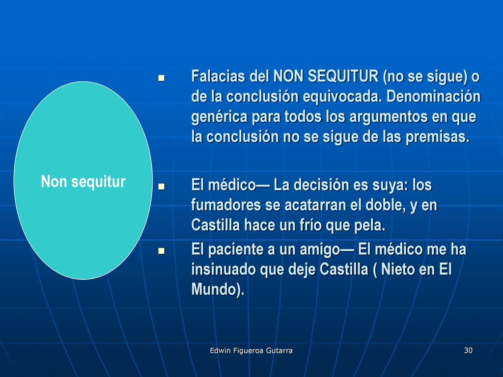 Falacias del NON SEQUITUR (no se sigue) o de la conclusión equivocada