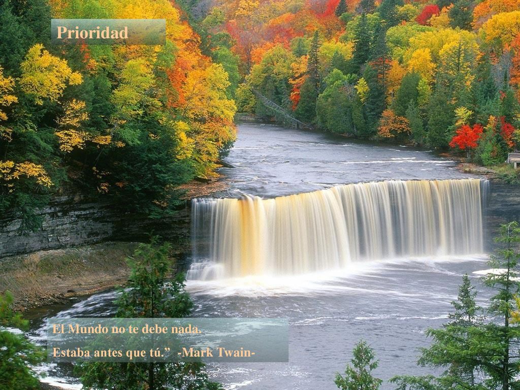 Prioridad El Mundo no te debe nada. Estaba antes que tú. -Mark Twain-