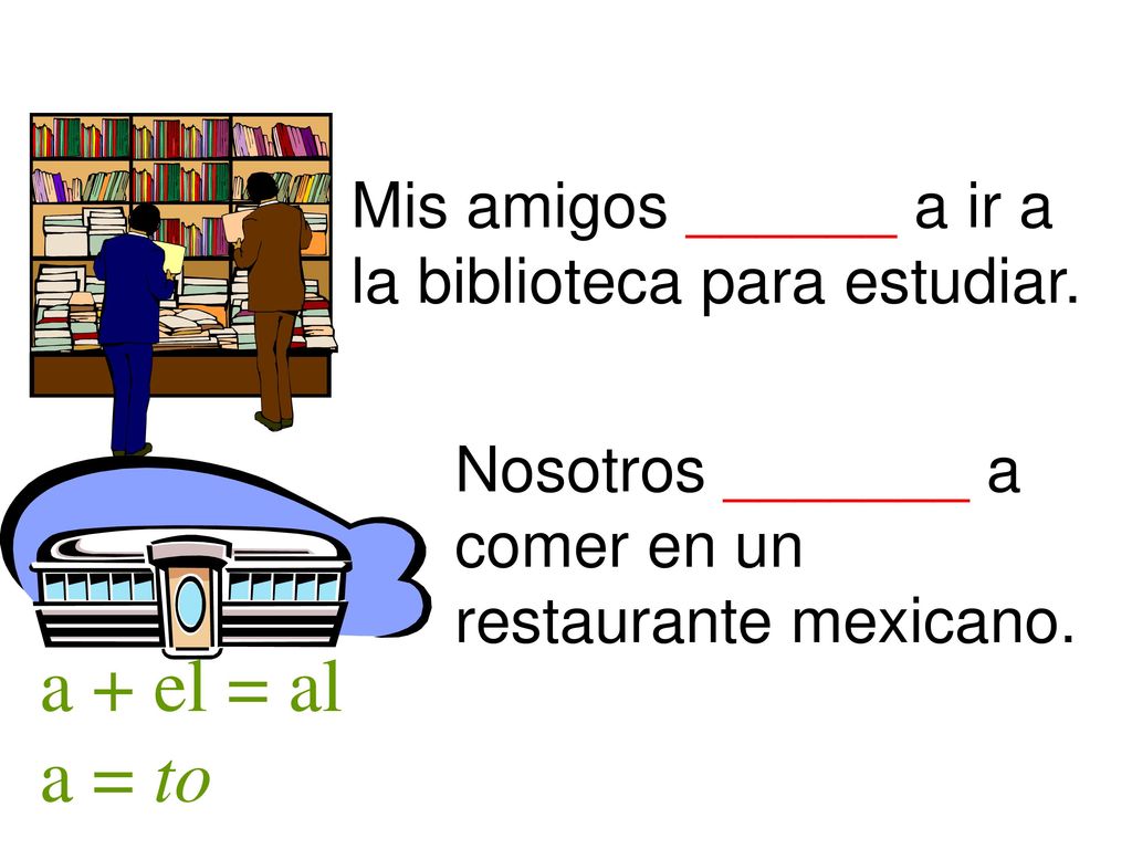 Mis amigos ______ a ir a la biblioteca para estudiar.