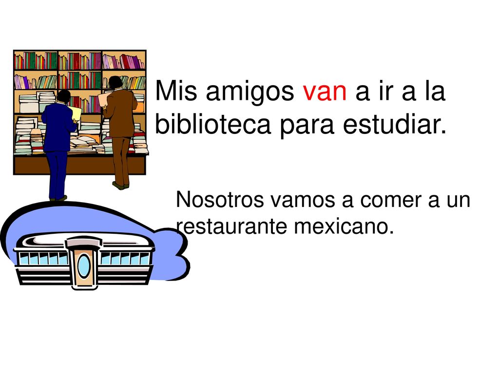 Mis amigos van a ir a la biblioteca para estudiar.