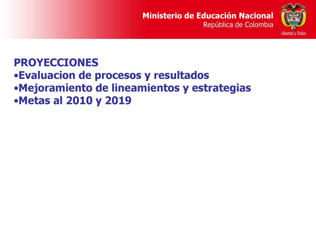 PROYECCIONES Evaluacion de procesos y resultados. Mejoramiento de lineamientos y estrategias.