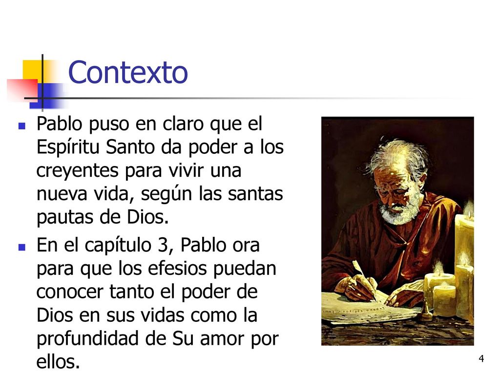 Contexto Pablo puso en claro que el Espíritu Santo da poder a los creyentes para vivir una nueva vida, según las santas pautas de Dios.