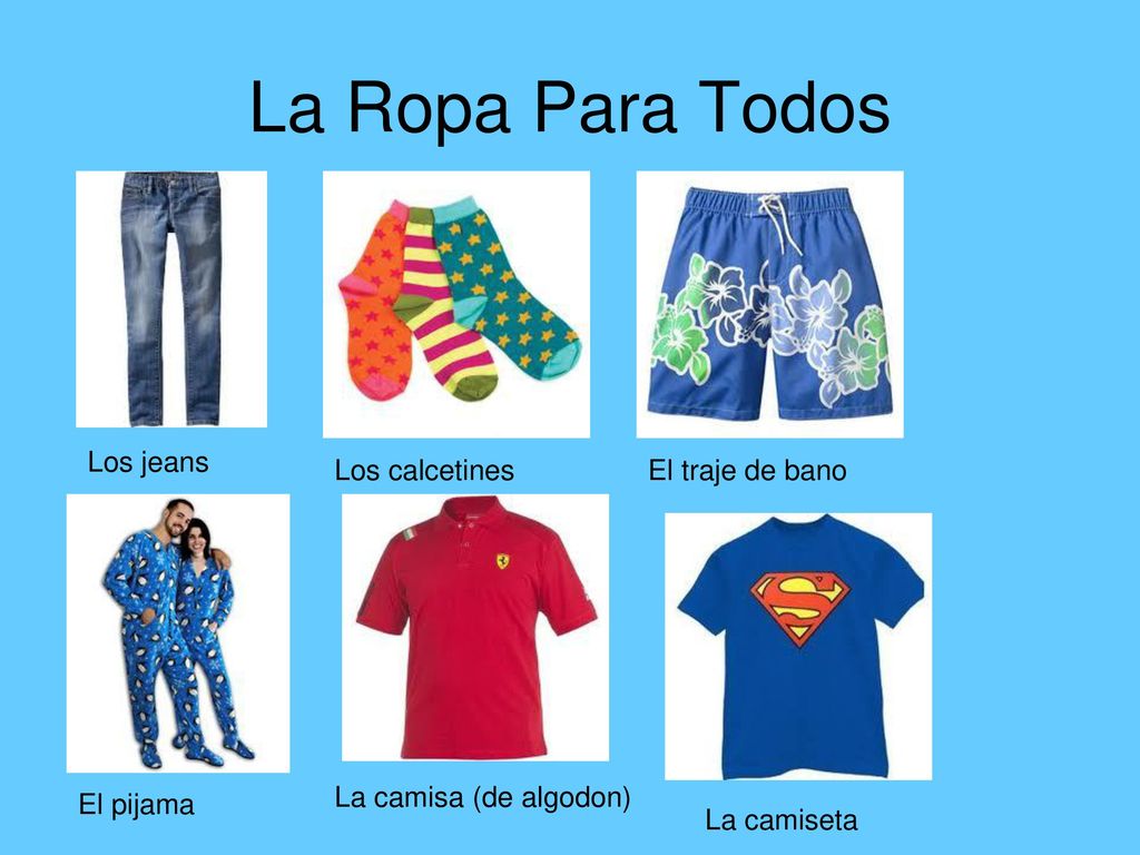 La Ropa Para Todos Los jeans Los calcetines El traje de bano