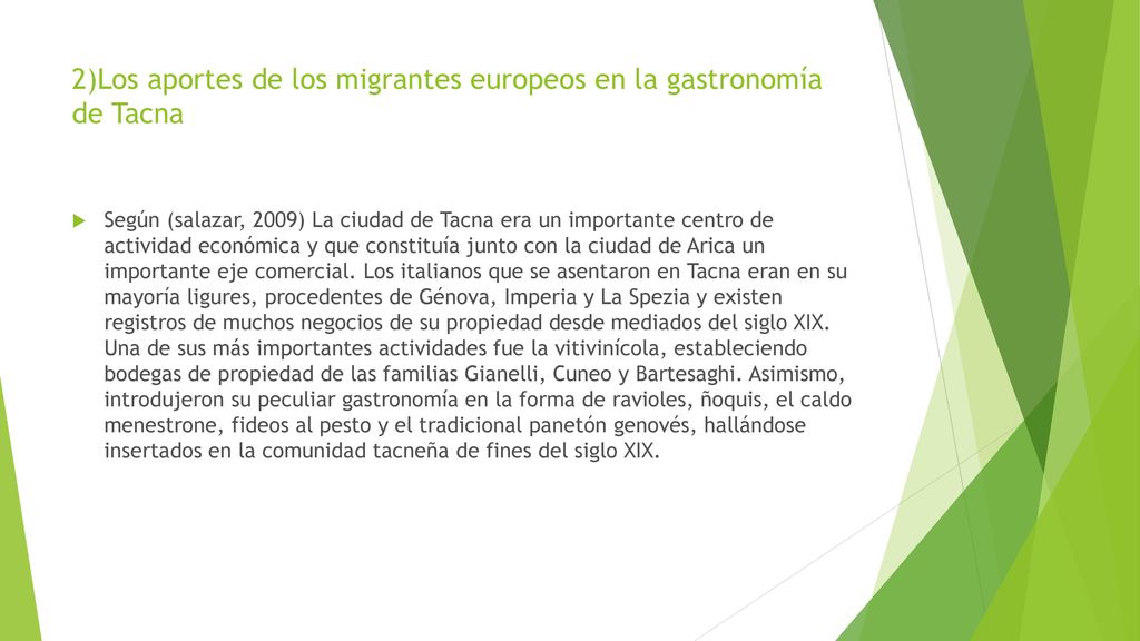 2)Los aportes de los migrantes europeos en la gastronomía de Tacna