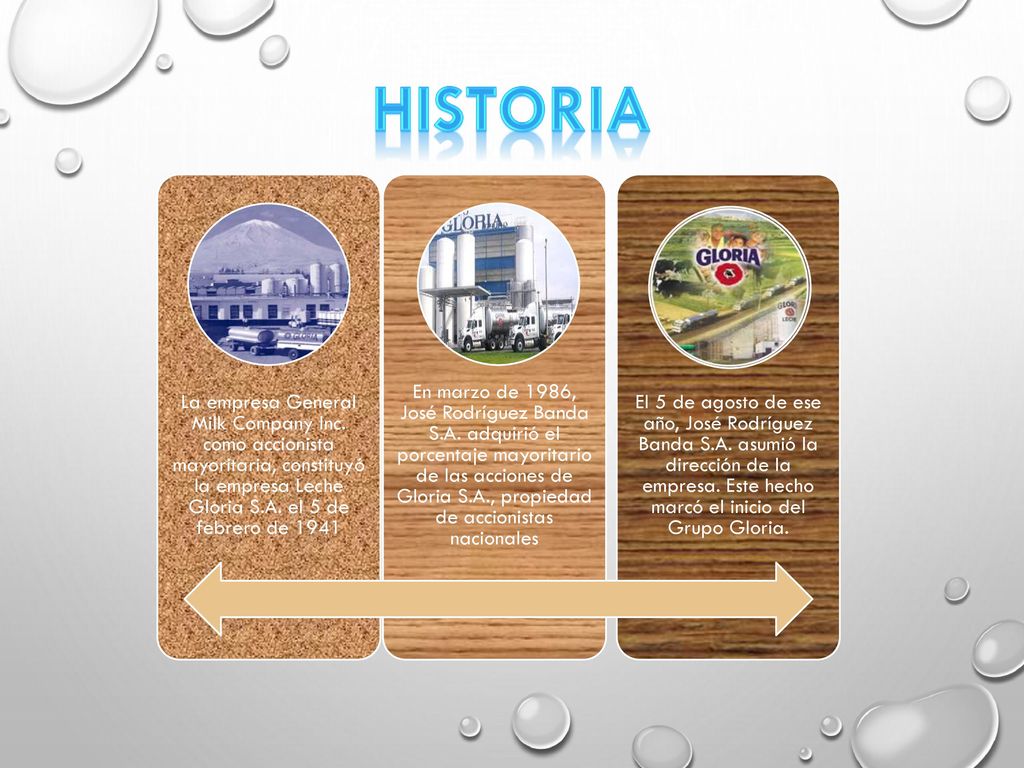 historia La empresa General Milk Company Inc. como accionista mayoritaria, constituyó la empresa Leche Gloria S.A. el 5 de febrero de