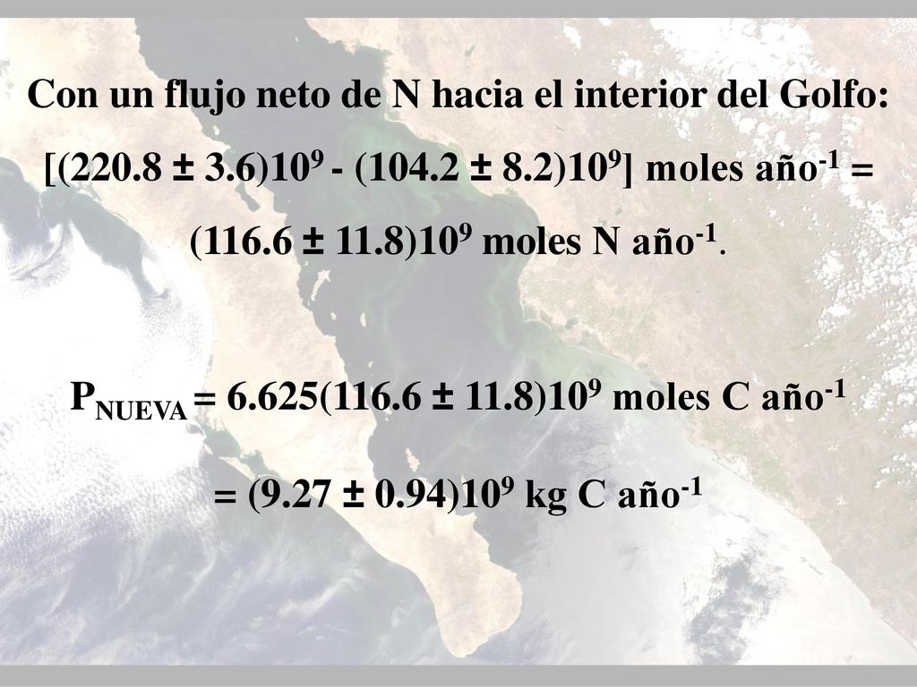 Con un flujo neto de N hacia el interior del Golfo: