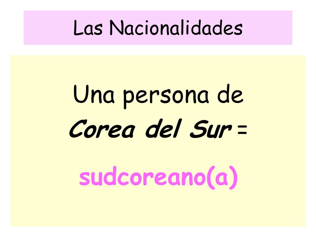 Una persona de Corea del Sur = sudcoreano(a)