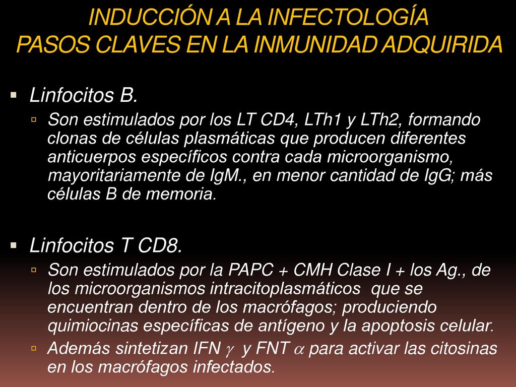 INDUCCIÓN A LA INFECTOLOGÍA PASOS CLAVES EN LA INMUNIDAD ADQUIRIDA