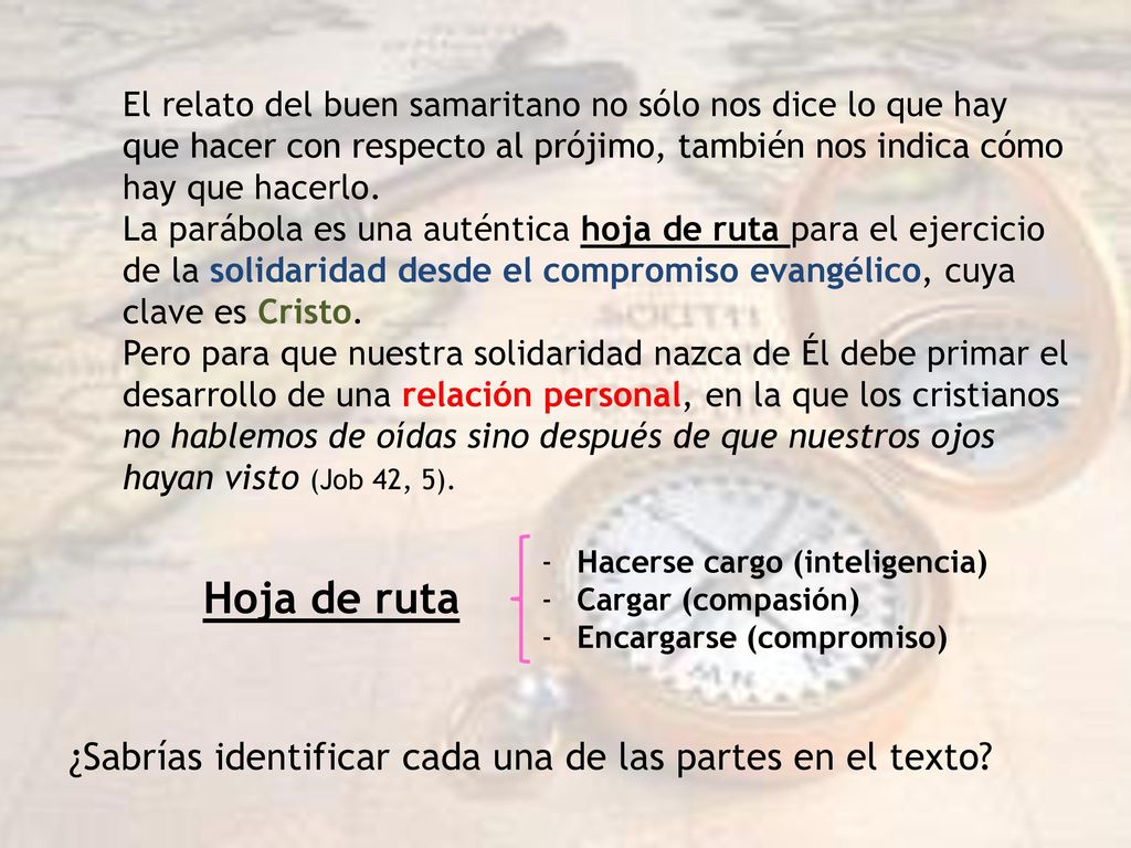 Hoja de ruta ¿Sabrías identificar cada una de las partes en el texto