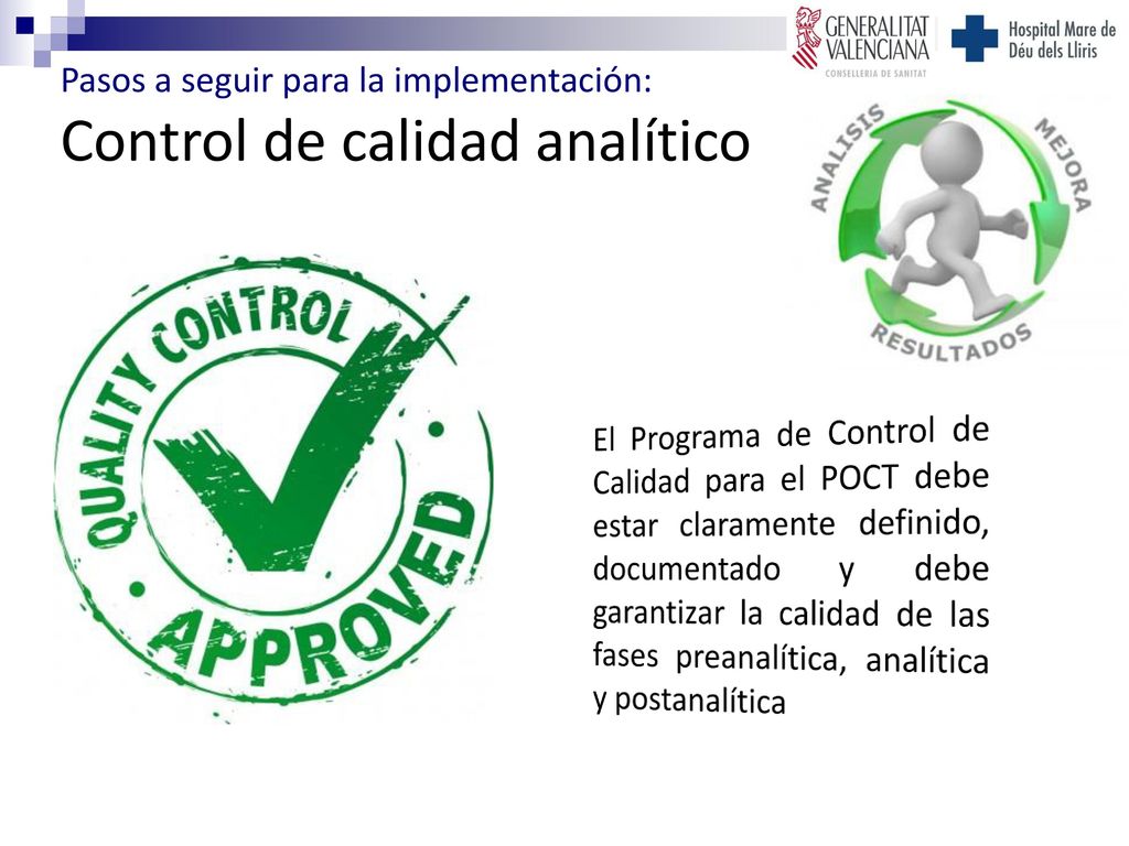 Pasos a seguir para la implementación: Control de calidad analítico