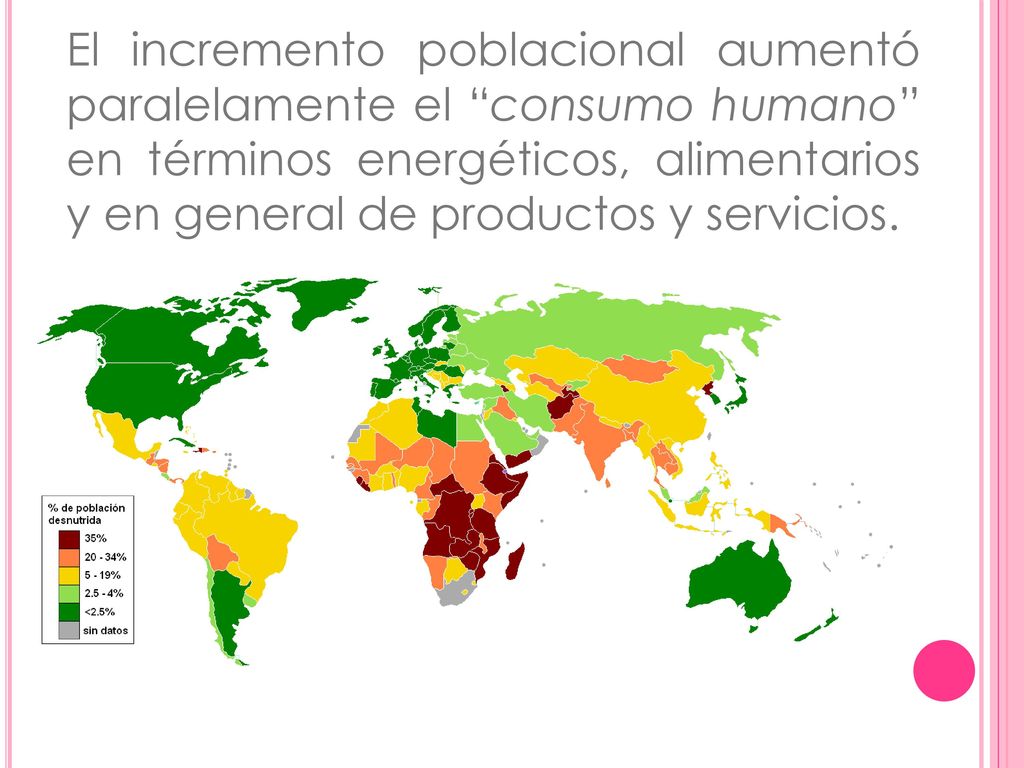 El incremento poblacional aumentó paralelamente el consumo humano en términos energéticos, alimentarios y en general de productos y servicios.